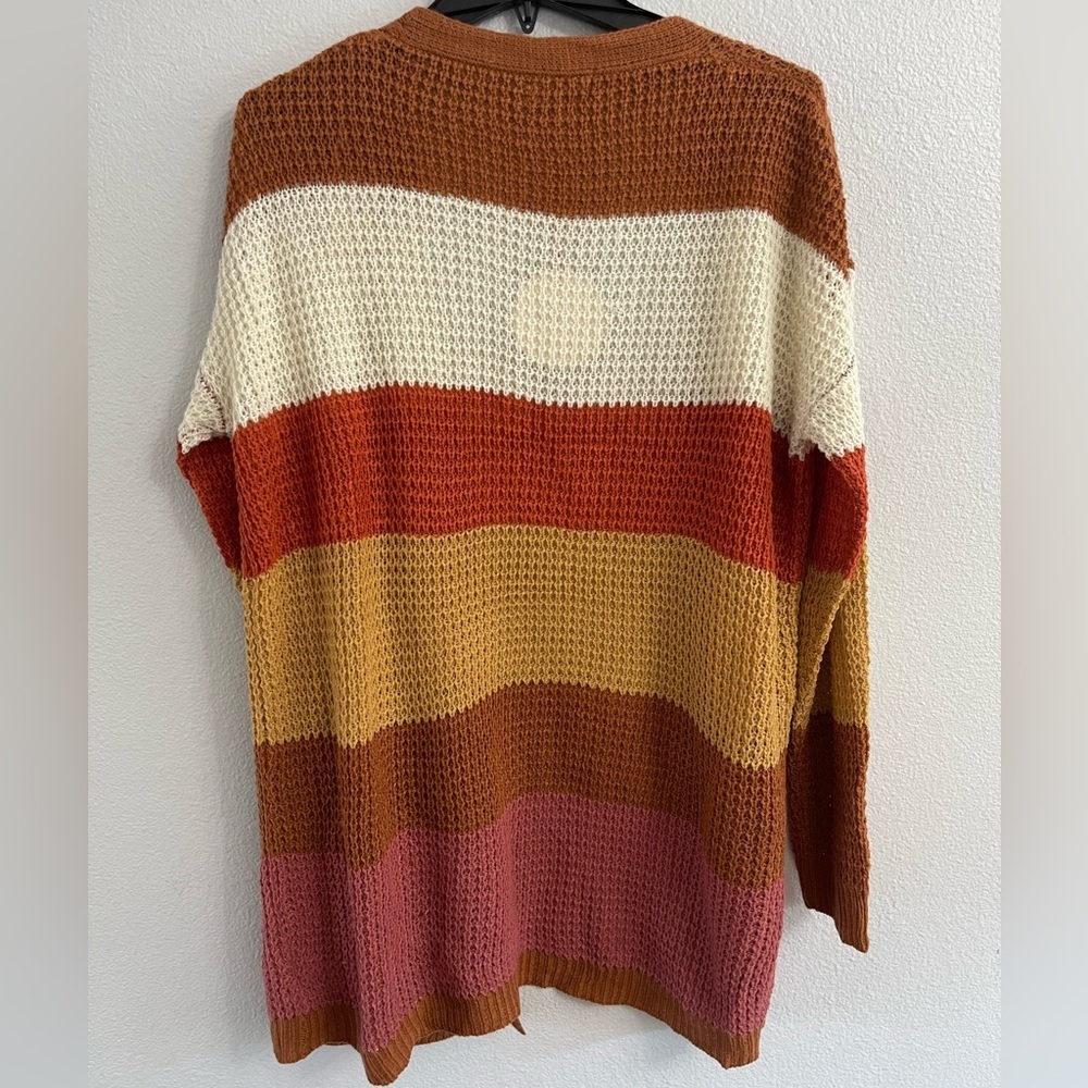 Umgee Striped Open-front Knit Cardigan Size Medium New With Tags - Picture 6 of 8